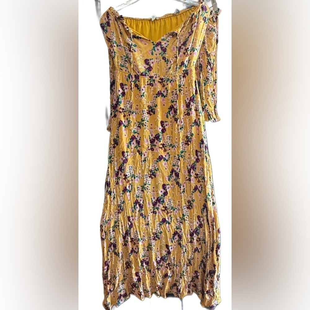Peach Love California Off shoulder dress with attached long sleeves Size L - Picture 10 of 16